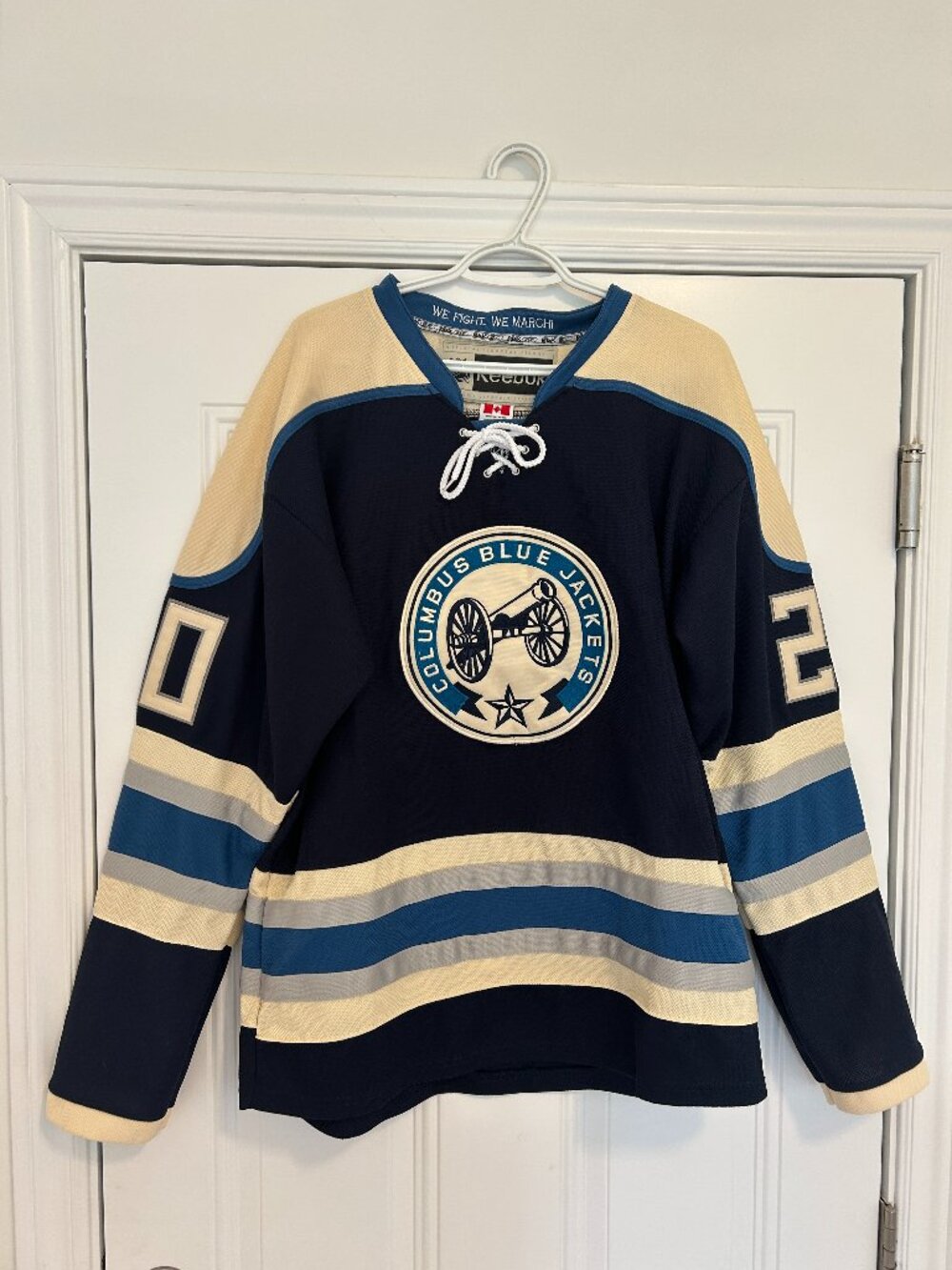 Columbus Blue Jackets Alternate Cannon Jersey- Reebok NHL Mens 52- #20 Saad